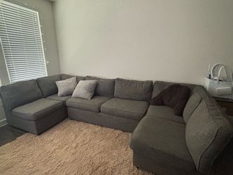 Gray Fabric L-Shaped Sectional Sofa