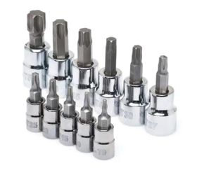 Husky 1/4 and 3/8 in. Drive Torx Bit Socket Set (11-Piece)