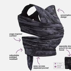Boppy Baby Carrier - ComfyFit, Heathered Gray, Hybrid Wrap, 3 Carrying Positions, 0m+ 8-35lbs, Soft Yoga-Inspired Fabric with Integrated Storage Pouch