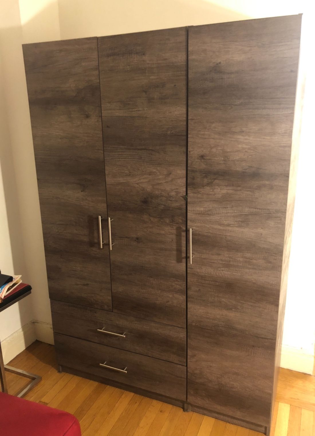 Alta Wardrobe Armoire Package - 3 Door, 2 Drawer Package - Left - Matte/Wood Finish