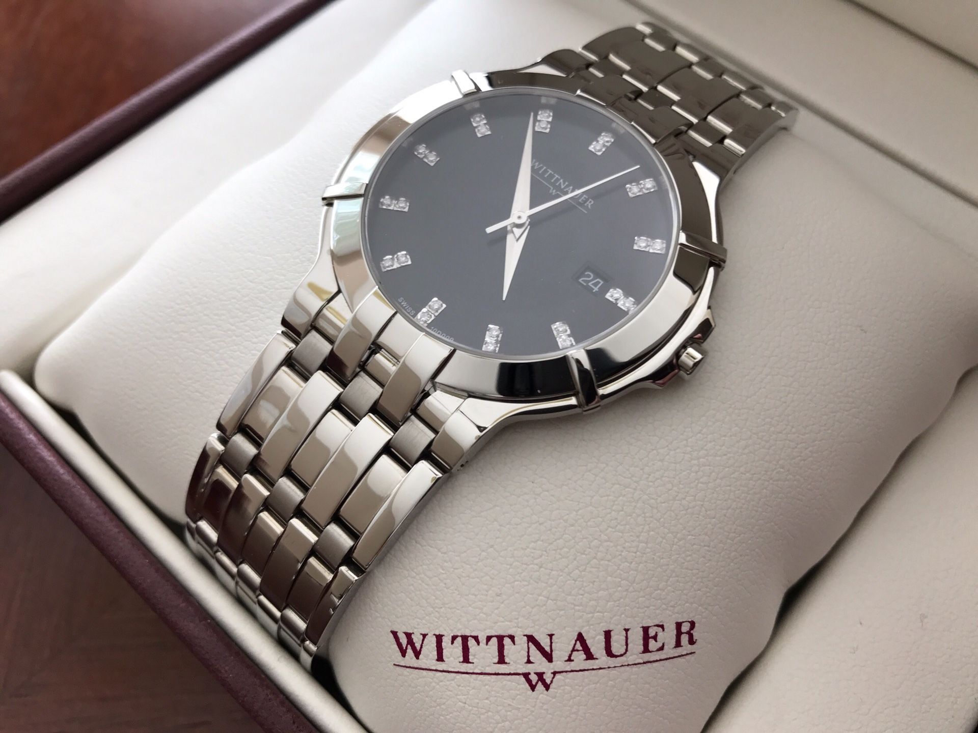 Mens Luxury Watch - Wittnauer Warwick 10D009 Stainless w/ Diamonds