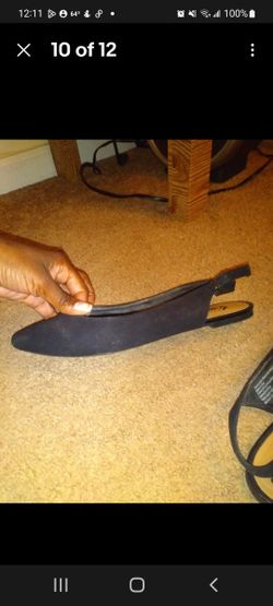 Fioni Shoes Black Pointed Flats SIZE 9 back out buckle & strap.