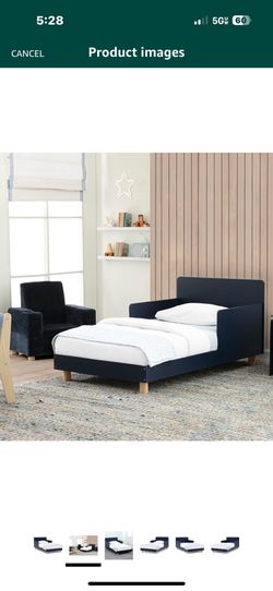 Toddler bed frame, mattress and mattress cover