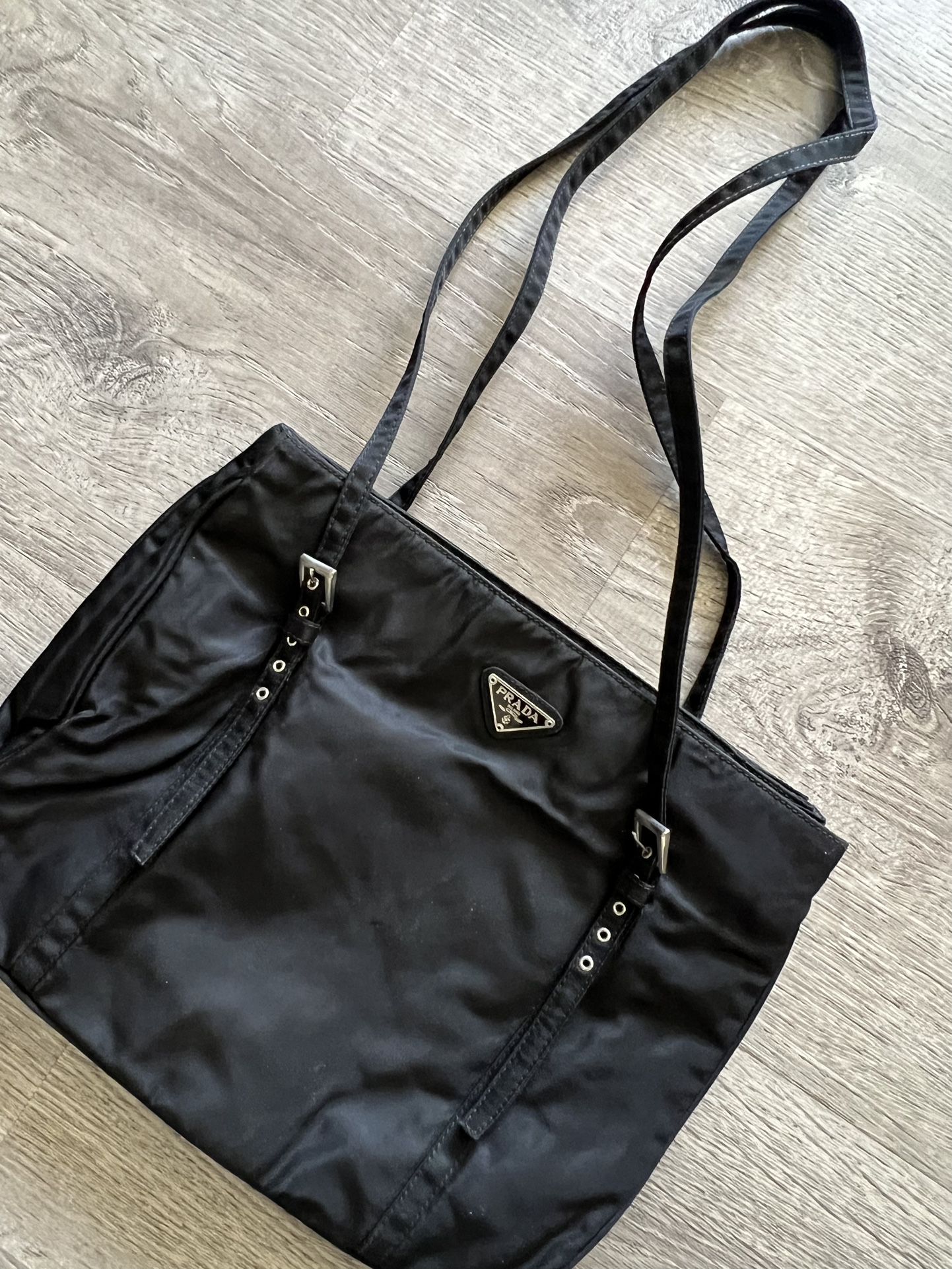 Used PRADA Nylon Shoulder Bag With Adjustable Straps Black
