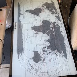 Glass Desk W/ World Map