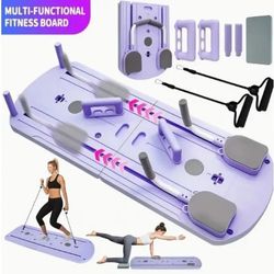 Pilates Board - Pilates Reformer Set, Multi-Purpose Foldable Pilates Reformer Board for Home, 5 in 1 Pilates Sliding Board (Purple)