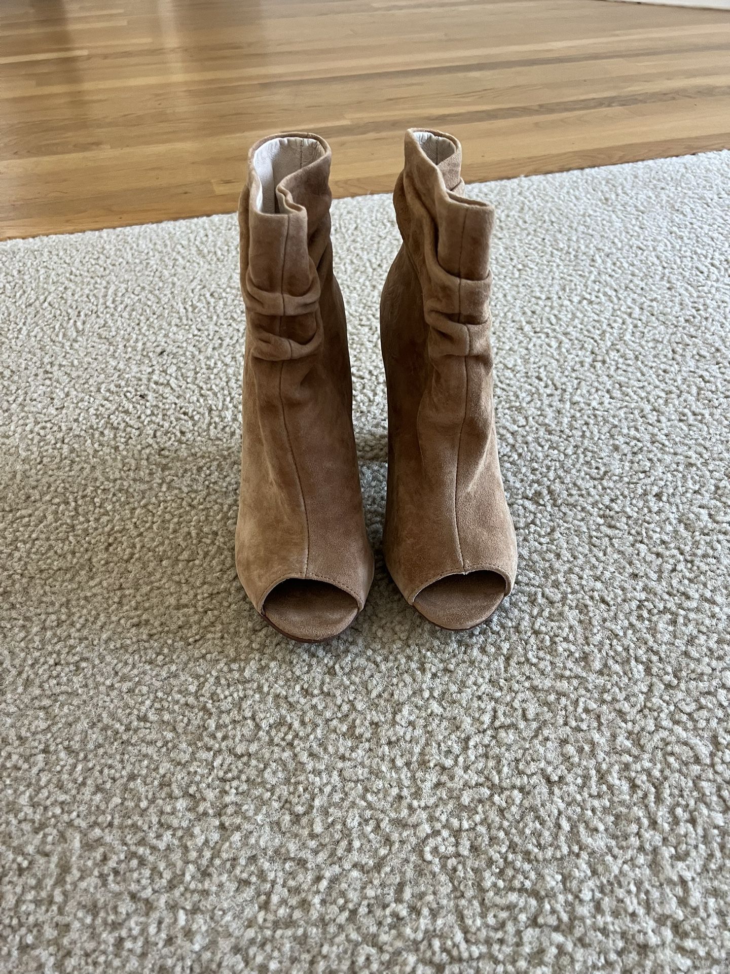 Open toe heel boots