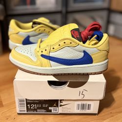 Jordan 1 Low Travis Scott “Canary” Size 12C Brand New)