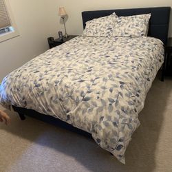 Queen Bed, Mattress, Comforter And Sheet Set