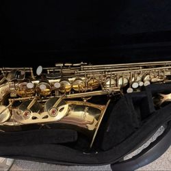 Mendini by Cecilio MAS-L Eb Alto Saxophone - Gold Lacquer - With Kaces Gig Bag