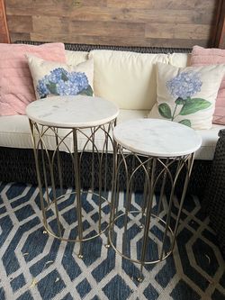 Marble Top Gold Side Tables