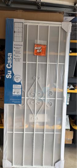 Unique Home Designs 32 in. x 80 in. Su Casa Universal White Surface Mount Steel Security Door with Expanded Metal Screen