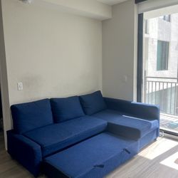 🛋️ Modern Blue Storage Sectional Sofa! Clean & Comfy! NEED GONE ASAP! ⚠️