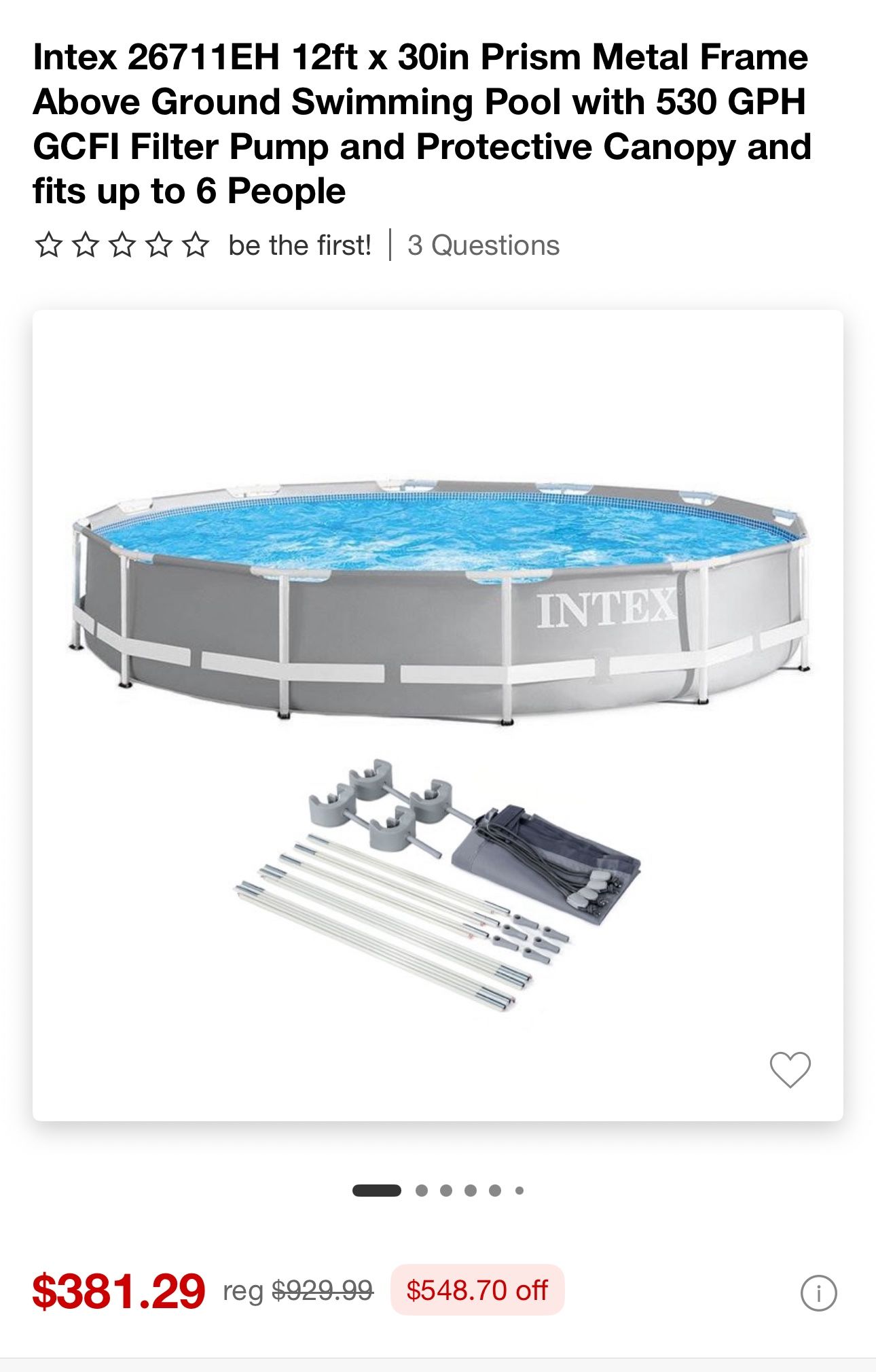 INTEX POOL 12ft. (30in. deep) BRAND NEW