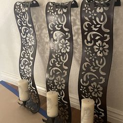 3 Large Candle Holders $15