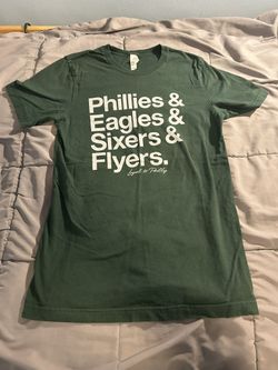 Canvas Phillies Eagles Flyers Sixers Loyal To Philly Men’s T-Shirt Medium Green