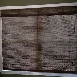 Woven Dark  Brown blind w/ hardware- 67 1/4 W x 60L
