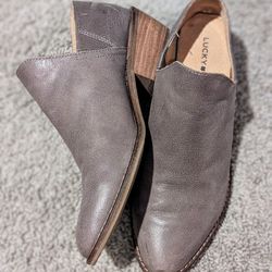 Lucky Gray Leather Ankle Boots