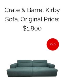 Crate and Barrel Kirby Sofa grey