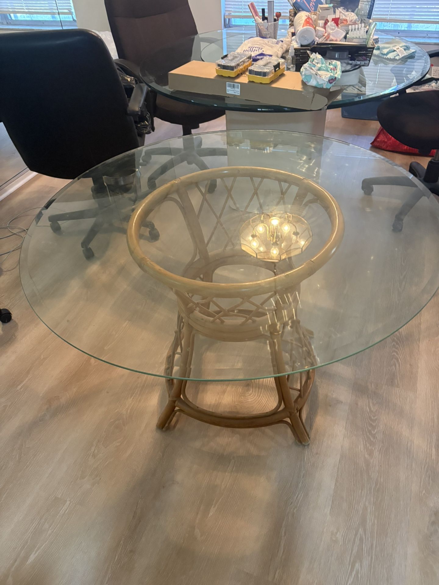 Wicker Glass Table