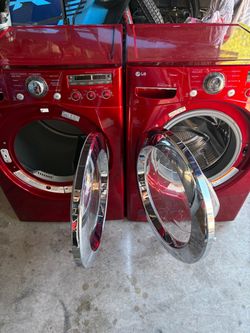 LG Front Load Washer and Dryer Set Red