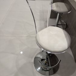 Leather And Glass Barstools 