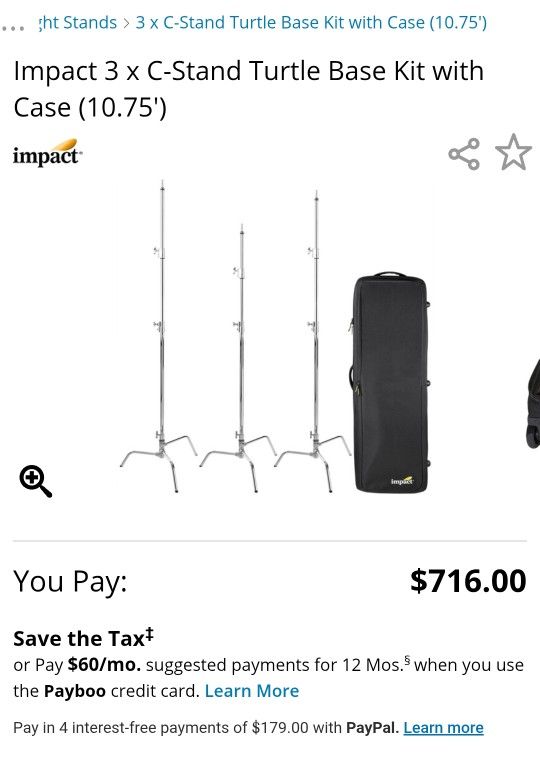 Impact 3 x C-Stand Turtle Base Kit with Case