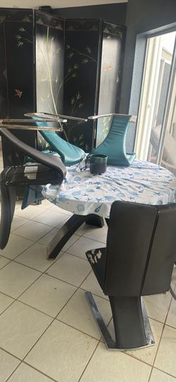 Dining Set Black And Turquoise Free