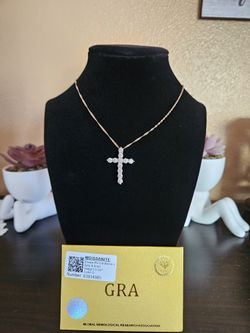 🌹 Rose Gold Moissanite Cross Necklace – GRA Certified 1.0CT Sparkle 🌟