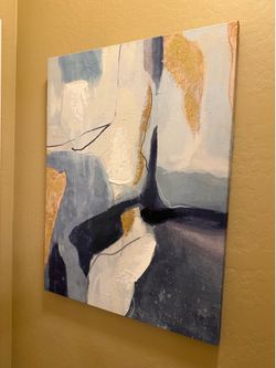 Beautiful Modern Navy & Gold Canvas Wall Art