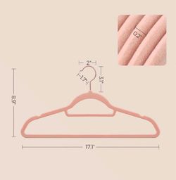 SONGMICS Velvet Hangers Non-Slip Space-Saving Hanger w/ Rose Gold Swivel Hook Set of 50 - Pink