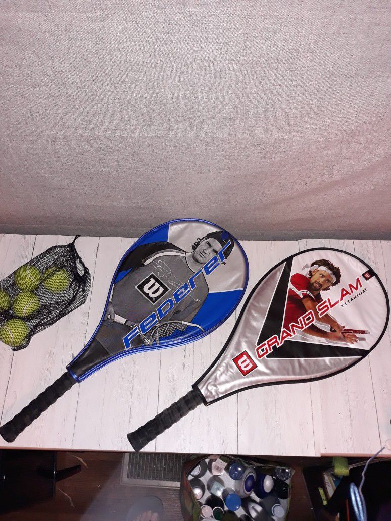Set Of Wilson Tennis Rackets And Case