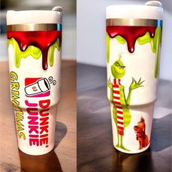 30oz Grinch Dunkin Tumbler With Handle