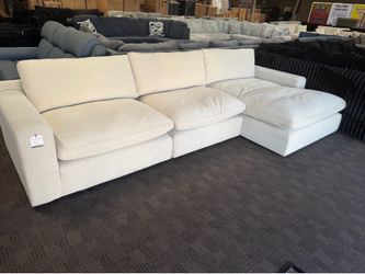 Cloud cream linen sectional