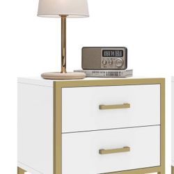 2 Drawer Metal Frame Nightstand 