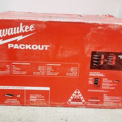 Milwaukee PACKOUT Rack System. Comes with the main rack unit and two rack drawers. Also includes a wall tether kit. This is model 48-21-8000. Super st