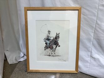 Signed Cowboy Sketch Print by Dan Snider