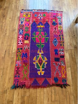 Authentic Handmade Moroccan Berber Rug | Vintage Wool | 69” x 40”