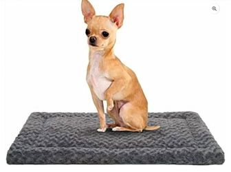 Washable Dog Bed Mat Crate Pad Soft Fluffy Pet Kennel Beds Dog Sleeping Mattress for Large Jumbo Medium Small Dogs, 23 x 17 Inch, Gray