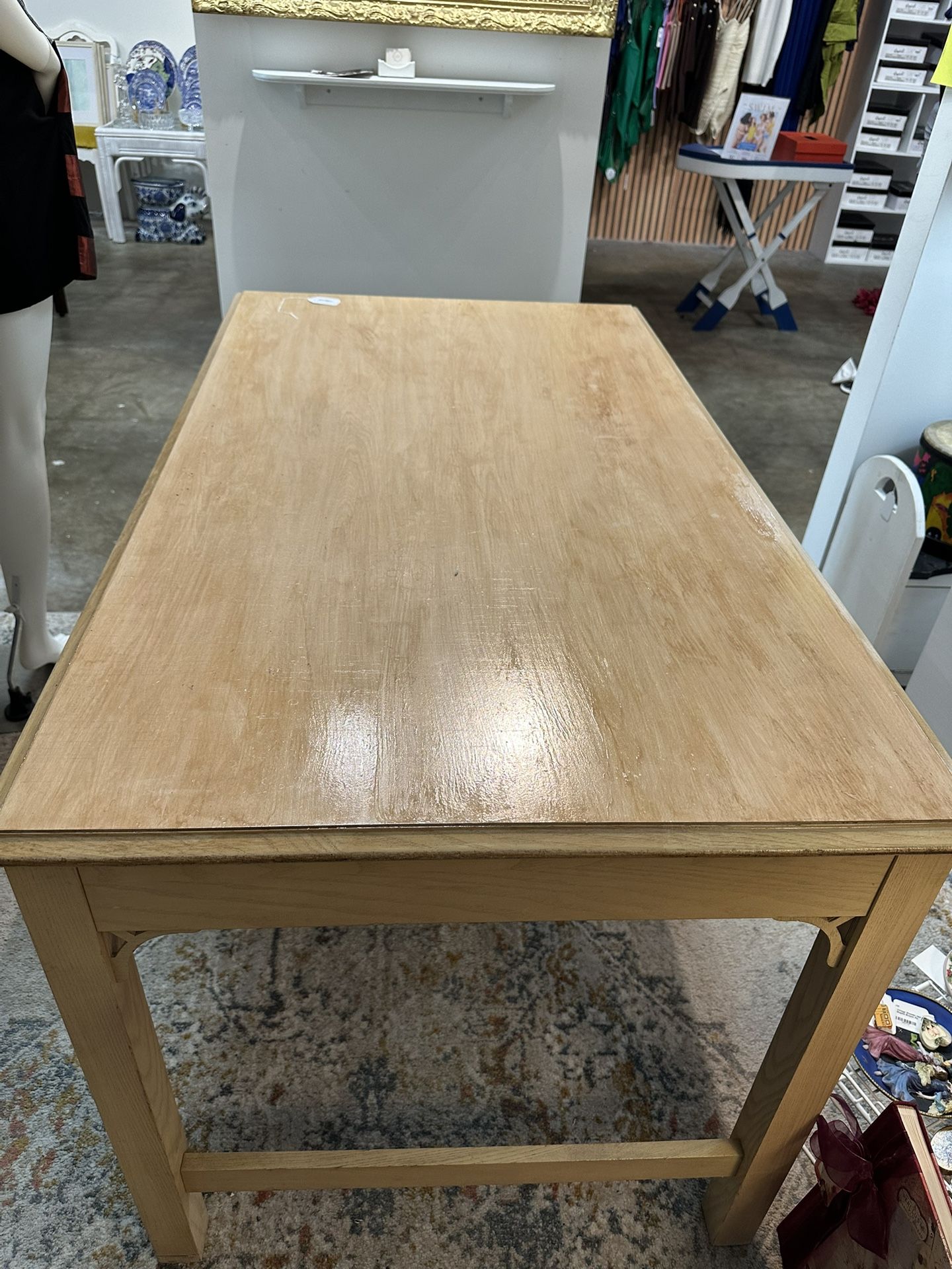 Large Wooden Table Antique With Drawers And Carved Legs Rare Unique