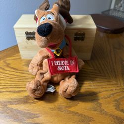 Vintage Scooby Doo Christmas Plush I Believe In Santa Bean Bag Reindeer Hat
