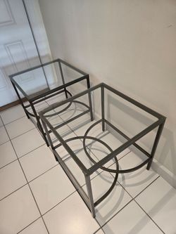 2 glass end tables
