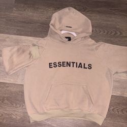 Fear of God Essentials Hoodie Mens Medium Tan Brown Pullover Hooded Sweatshirt