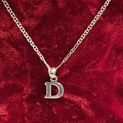 925 NEW SILVER Necklace With  D  Pendant 