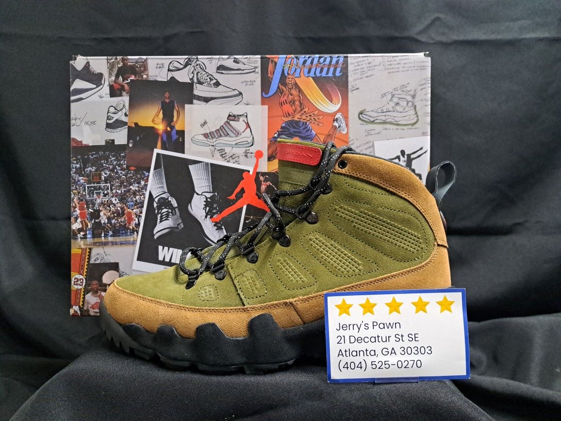 Jordan 9 Retro Boot NRG Military Brown Legion Green Sz 12