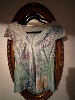 Y2K Fairycore Floral V-Neck Top - Petite Medium (PM)