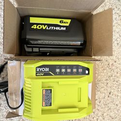 *NEW* Ryobi 40-Volt Lithium-Ion 6.0 Ah High Capacity Battery & 40V 295W Rapid Charger