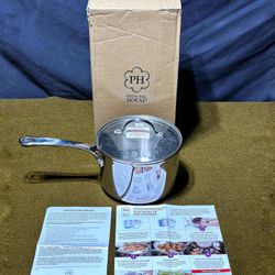 Princess House Heritage 3 Qt Stainless Steel Saucepan w/ Glass Lid