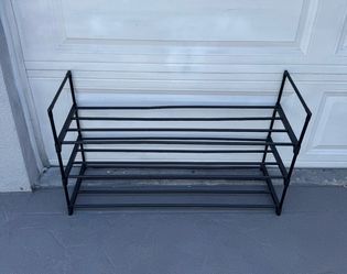 Black three tier shoe rack