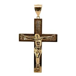 Men’s 10k Two Toned White And Yellow Gold Large  Crucifix Cross Pendant For Necklace GP3123327 
